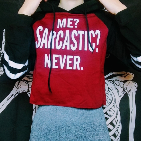Tops - NWOT Me? Sarcastic? Never Thin Cropped Hoodie